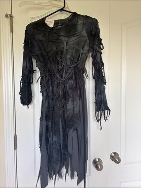 Tattered Zombie Ghost Dead Black Halloween Costume Dress